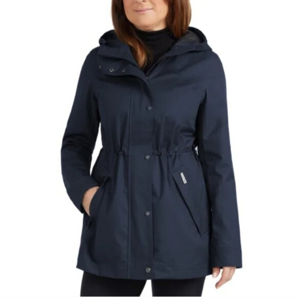 HUNTER Ladies Water Resistant Cotton Smock Rain Jacket Blue Size Medium NWT